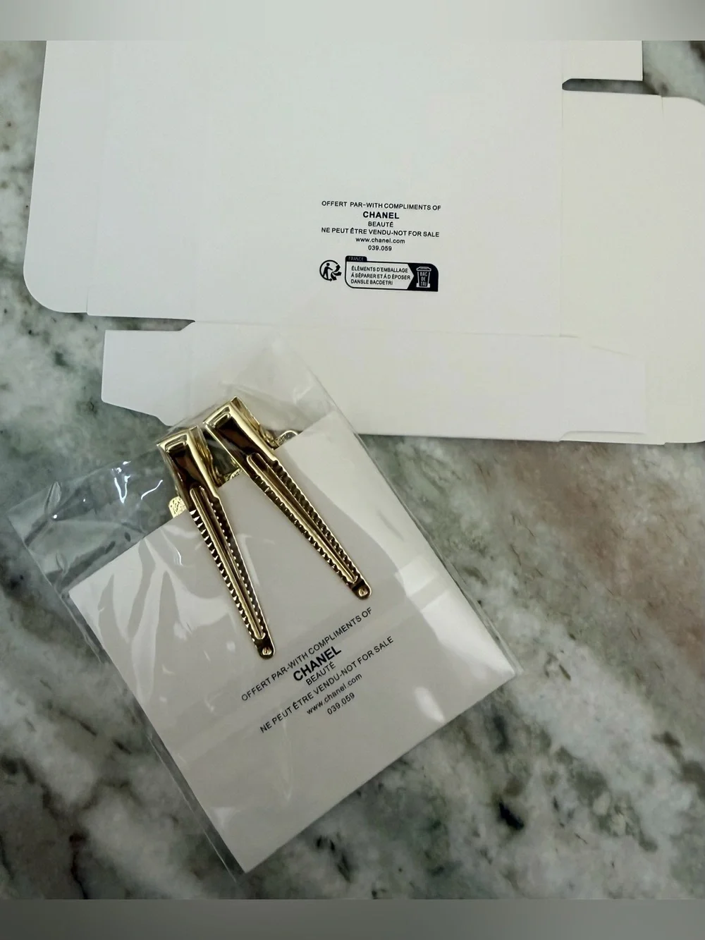 Chanel Beaute SilverTone Crystals Set Of 2 Barrettes NEW SEALED w Original Box.